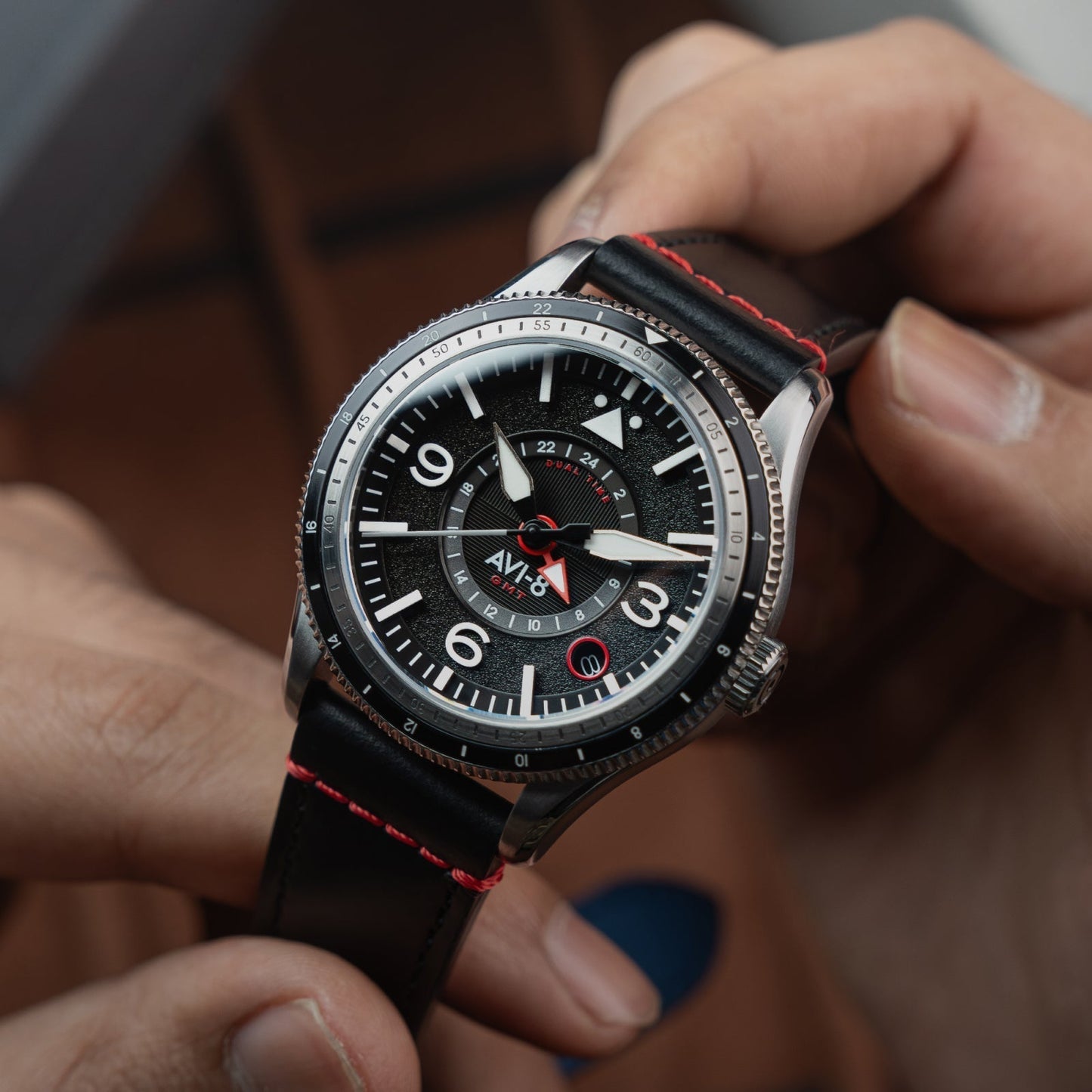 AVI-8 Flyboy Airmaster GMT Automatic Engine Black