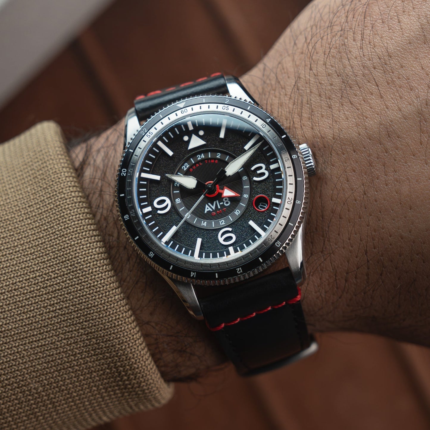AVI-8 Flyboy Airmaster GMT Automatic Engine Black