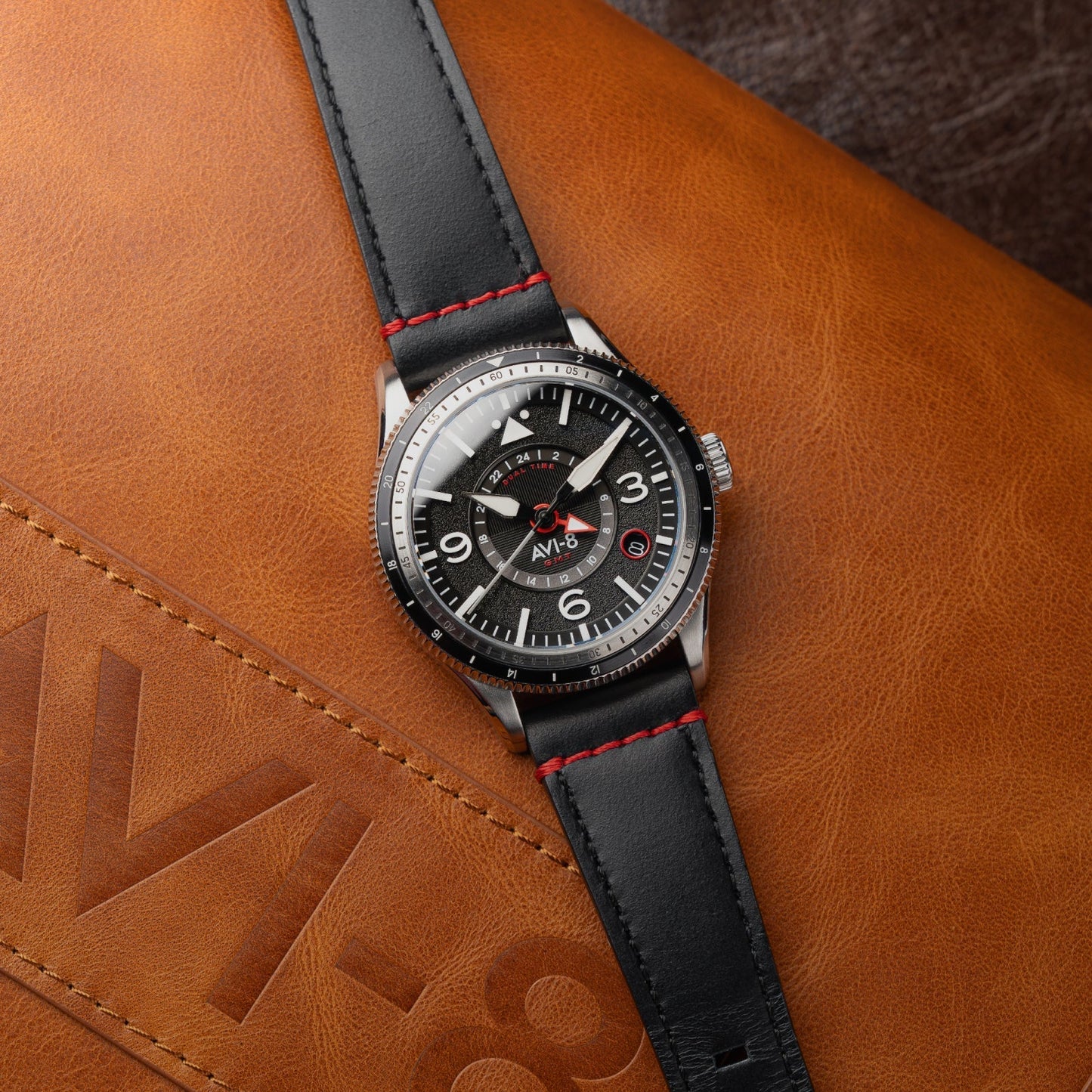 AVI-8 Flyboy Airmaster GMT Automatic Engine Black
