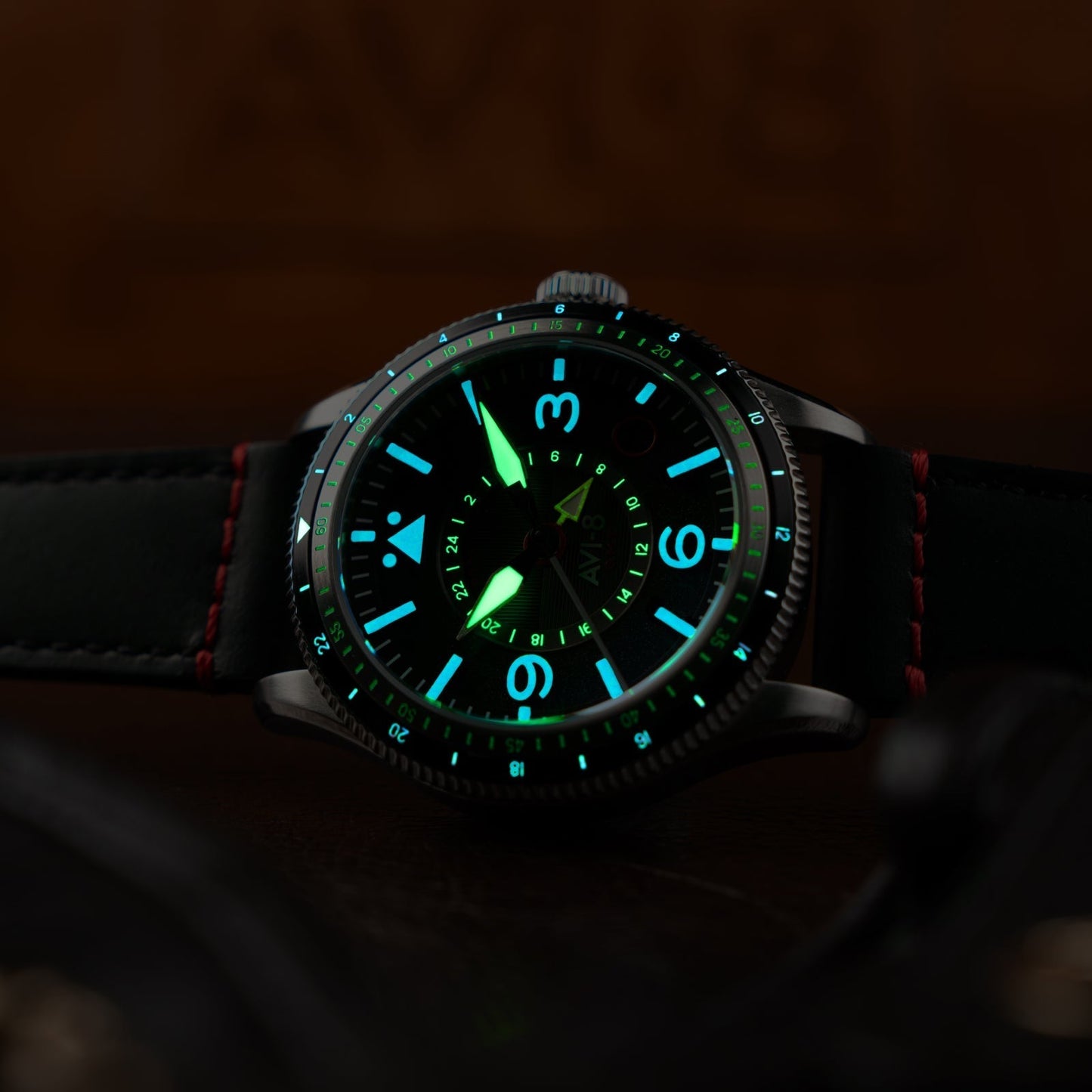 AVI-8 Flyboy Airmaster GMT Automatic Engine Black