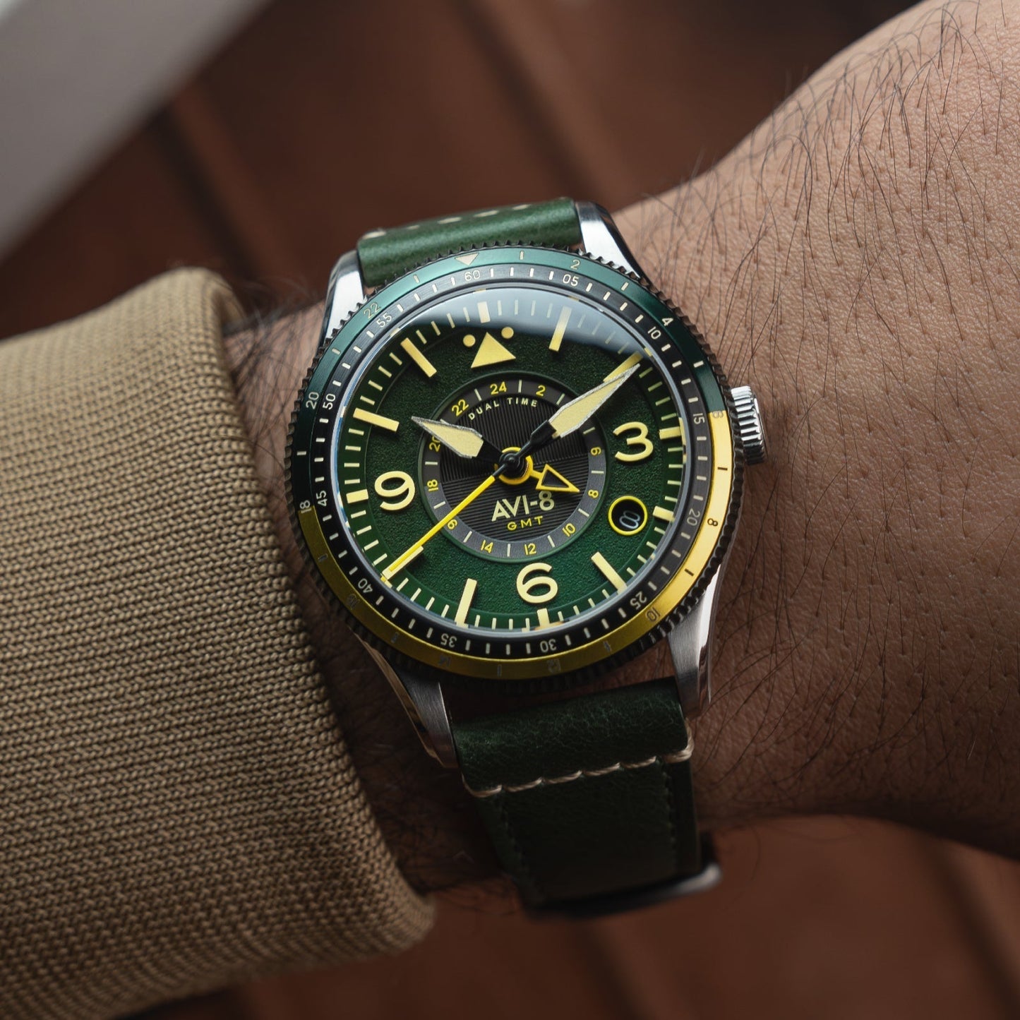 AVI-8 Flyboy Airmaster GMT Automatic Fuselage Green