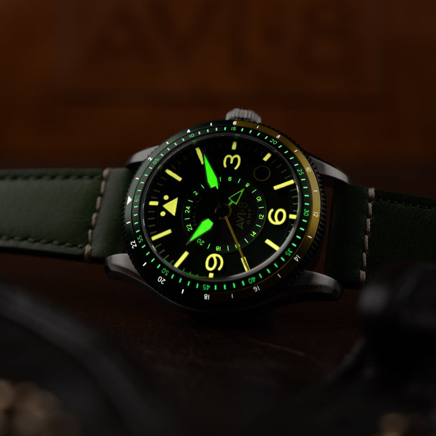 AVI-8 Flyboy Airmaster GMT Automatic Fuselage Green