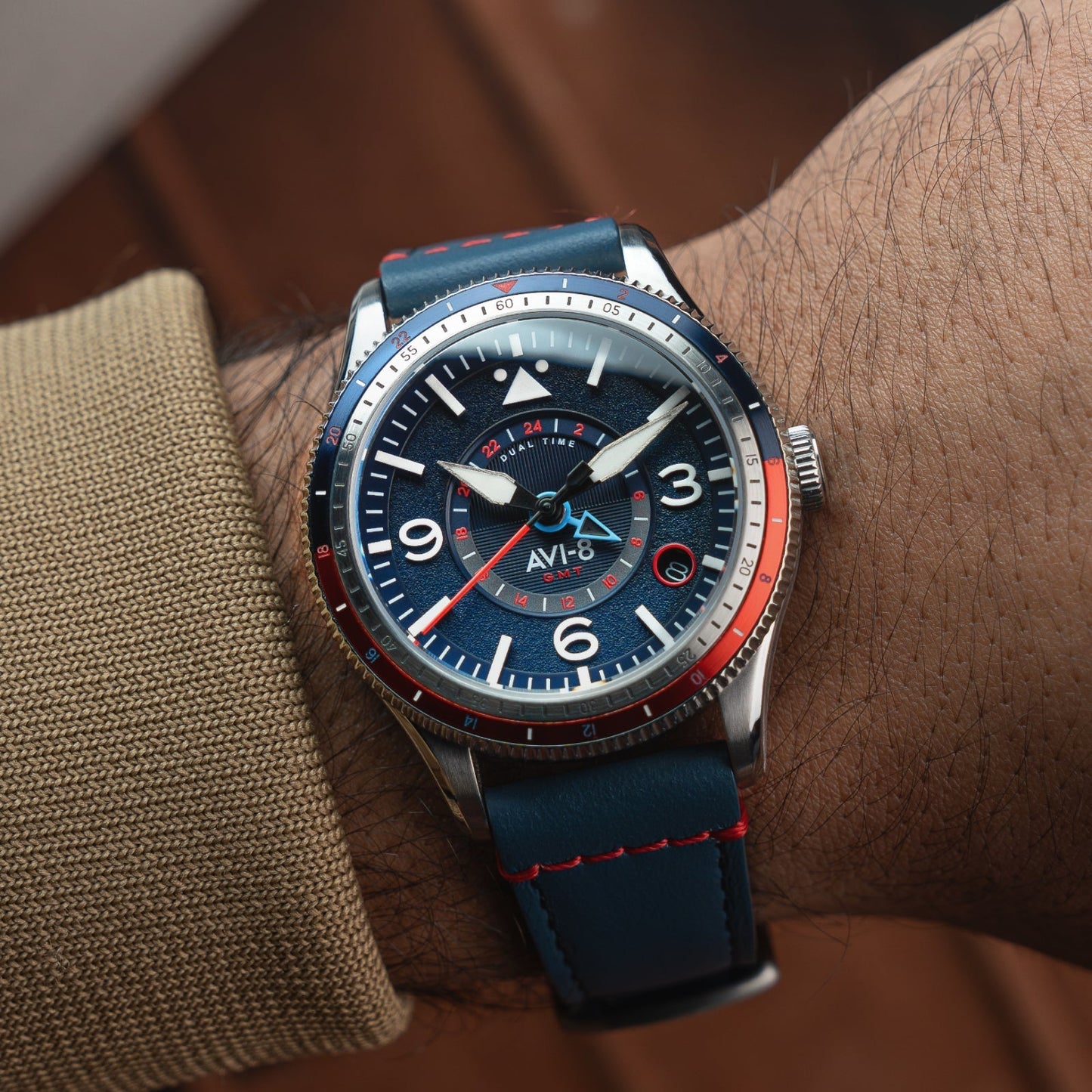 AVI-8 Flyboy Airmaster GMT Automatic Cockpit Blue