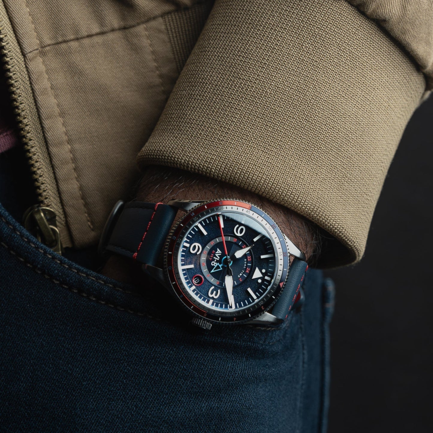 AVI-8 Flyboy Airmaster GMT Automatic Cockpit Blue