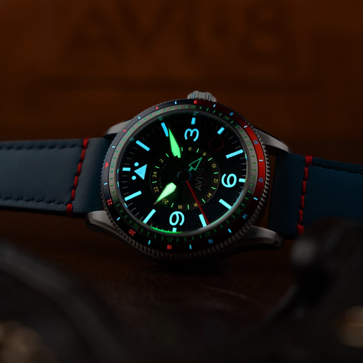 AVI-8 Flyboy Airmaster GMT Automatic Cockpit Blue