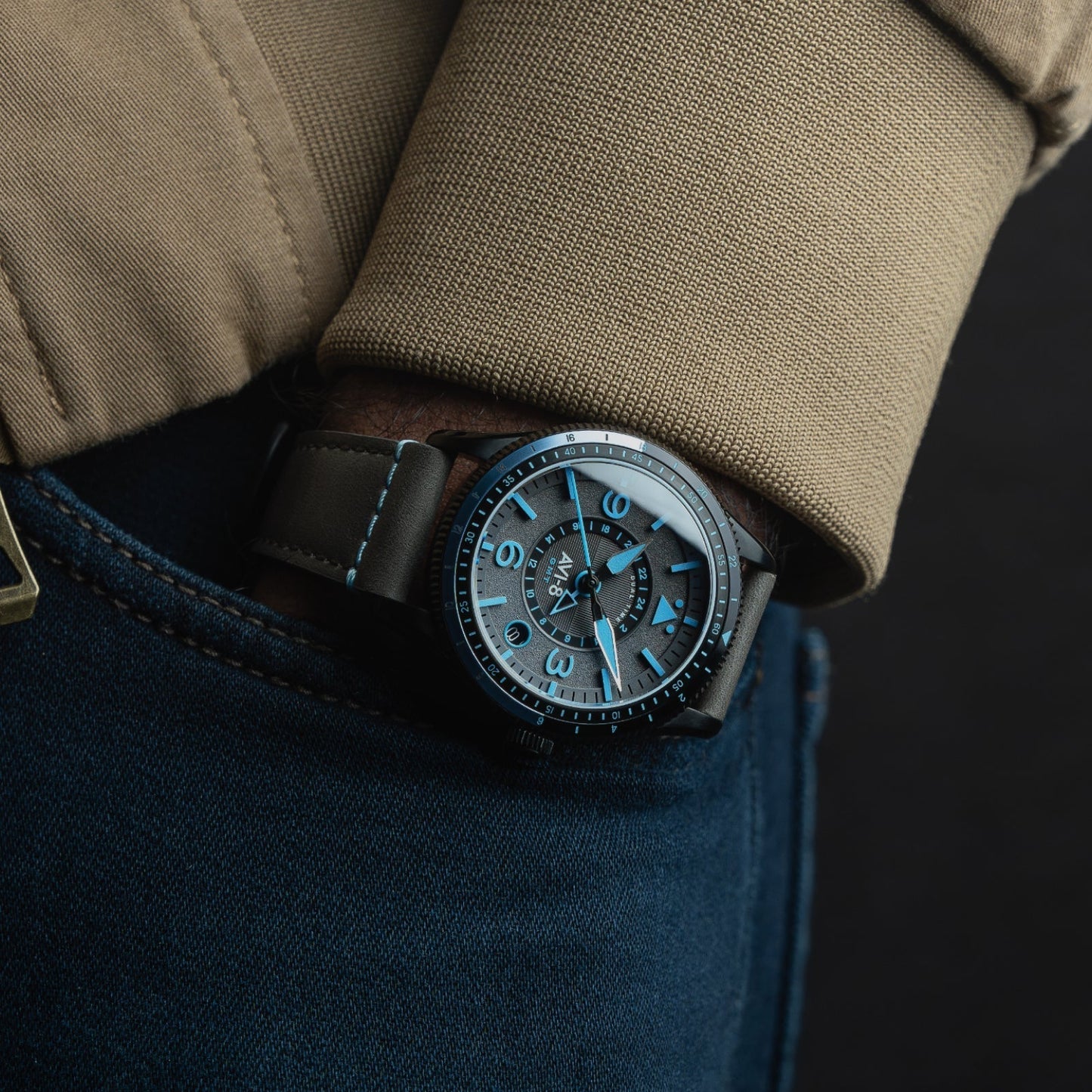 AVI-8 Flyboy Airmaster GMT Automatic Rubber Black