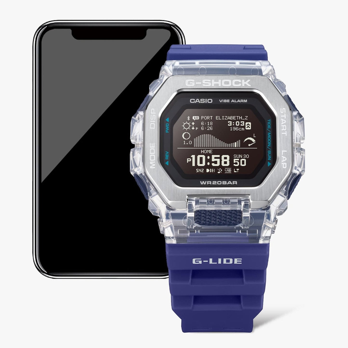 G-Shock GBX100S G-Lide Connected Digital Clear Blue