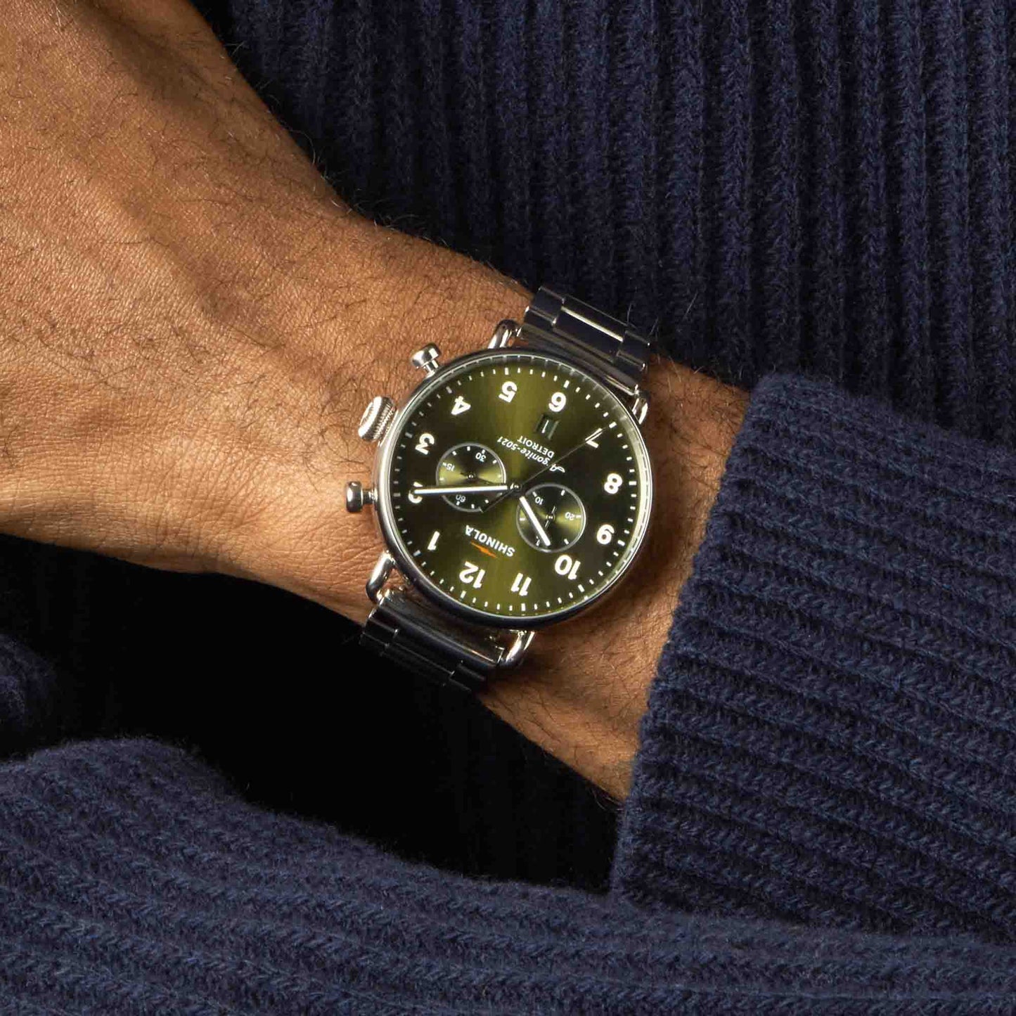 Shinola Canfield Chrono 43mm Dark Olive SS