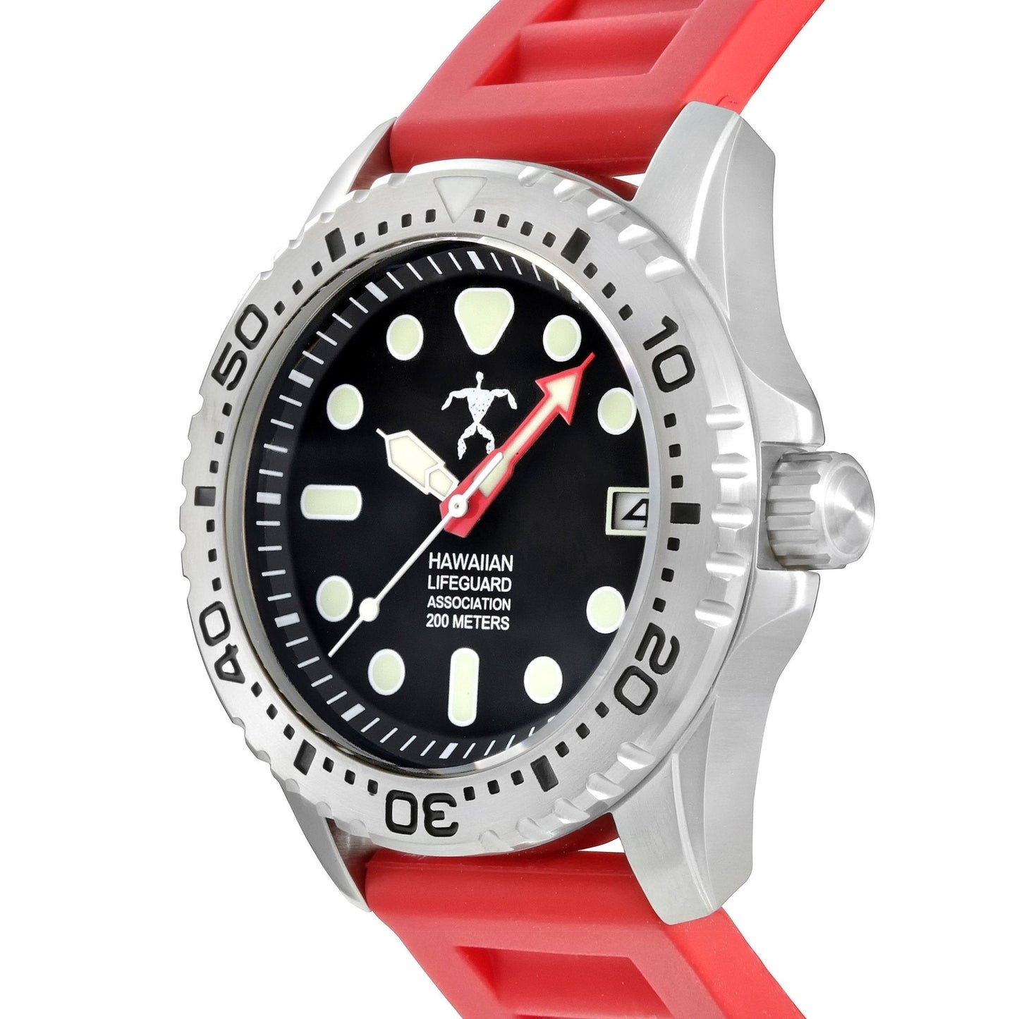 Hawaiian Lifeguard Association Silver Black + Red Strap