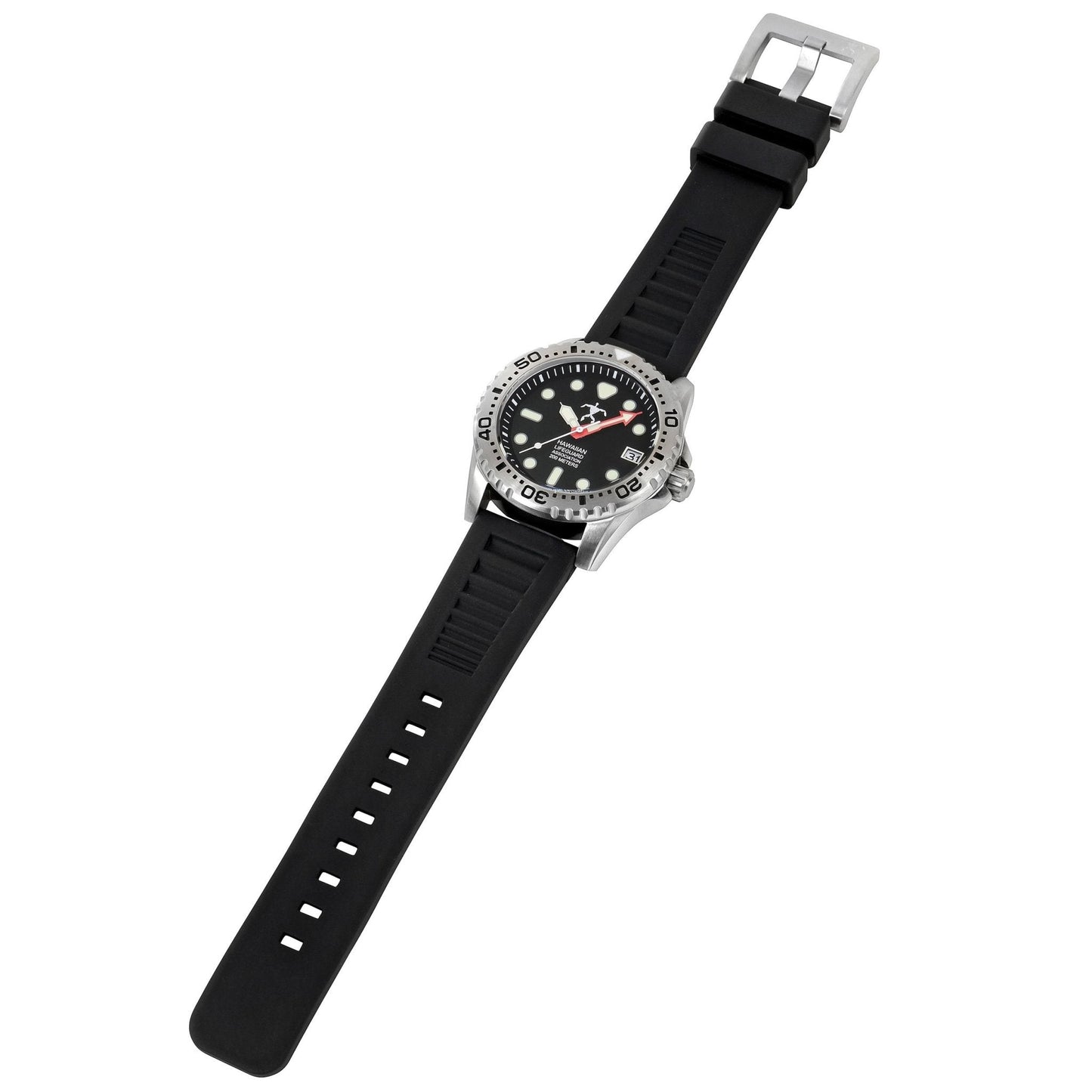 Hawaiian Lifeguard Association Silver Black + Red Strap