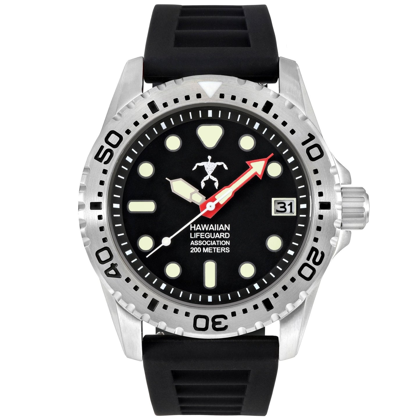 Hawaiian Lifeguard Association Silver Black + Red Strap