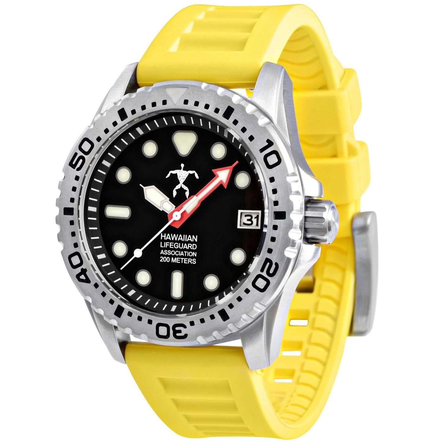 Hawaiian Lifeguard Association Silver Black + Yellow Strap