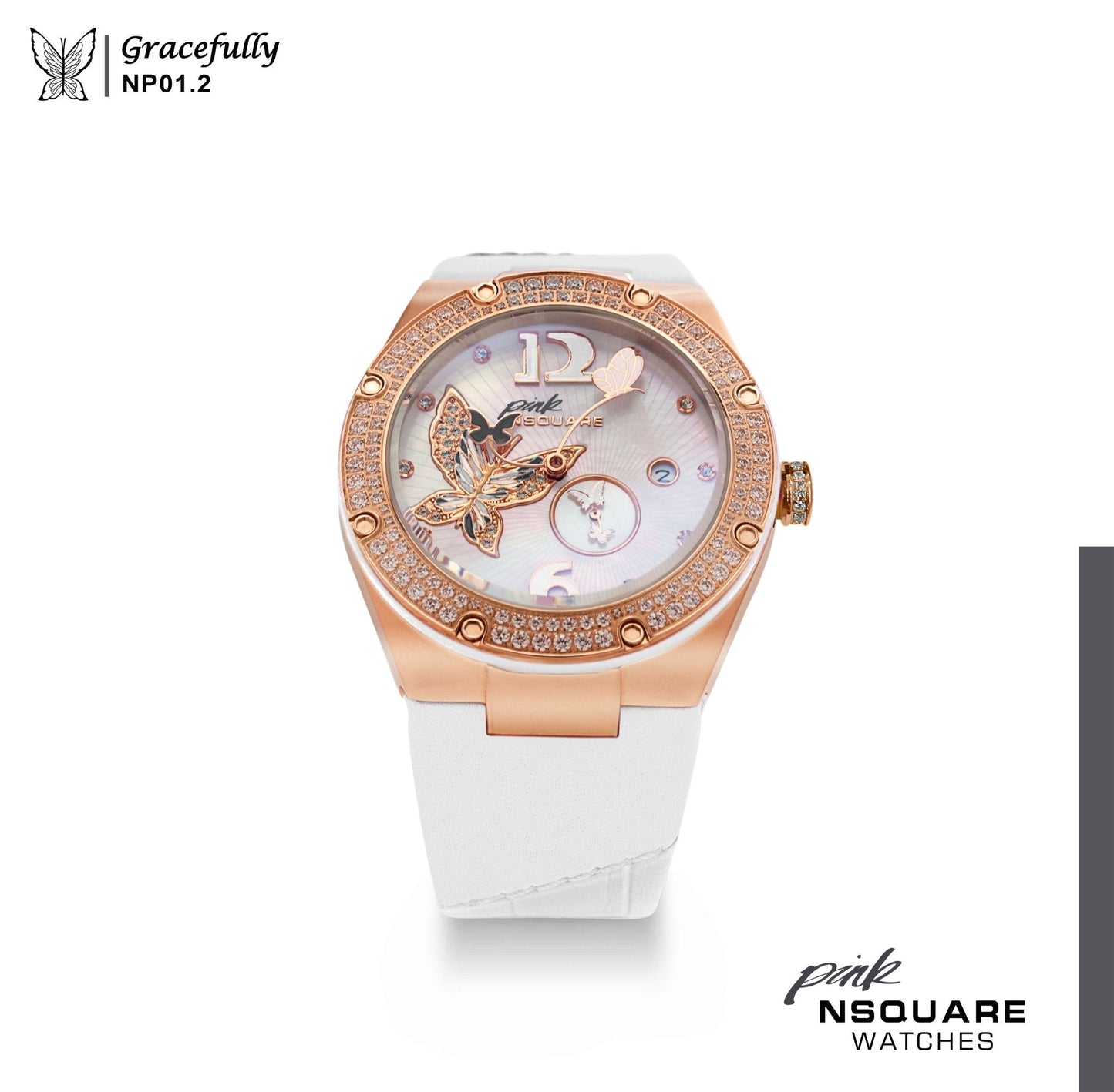 Nsquare Pink Gracefully 40mm Automatic Rose Gold White