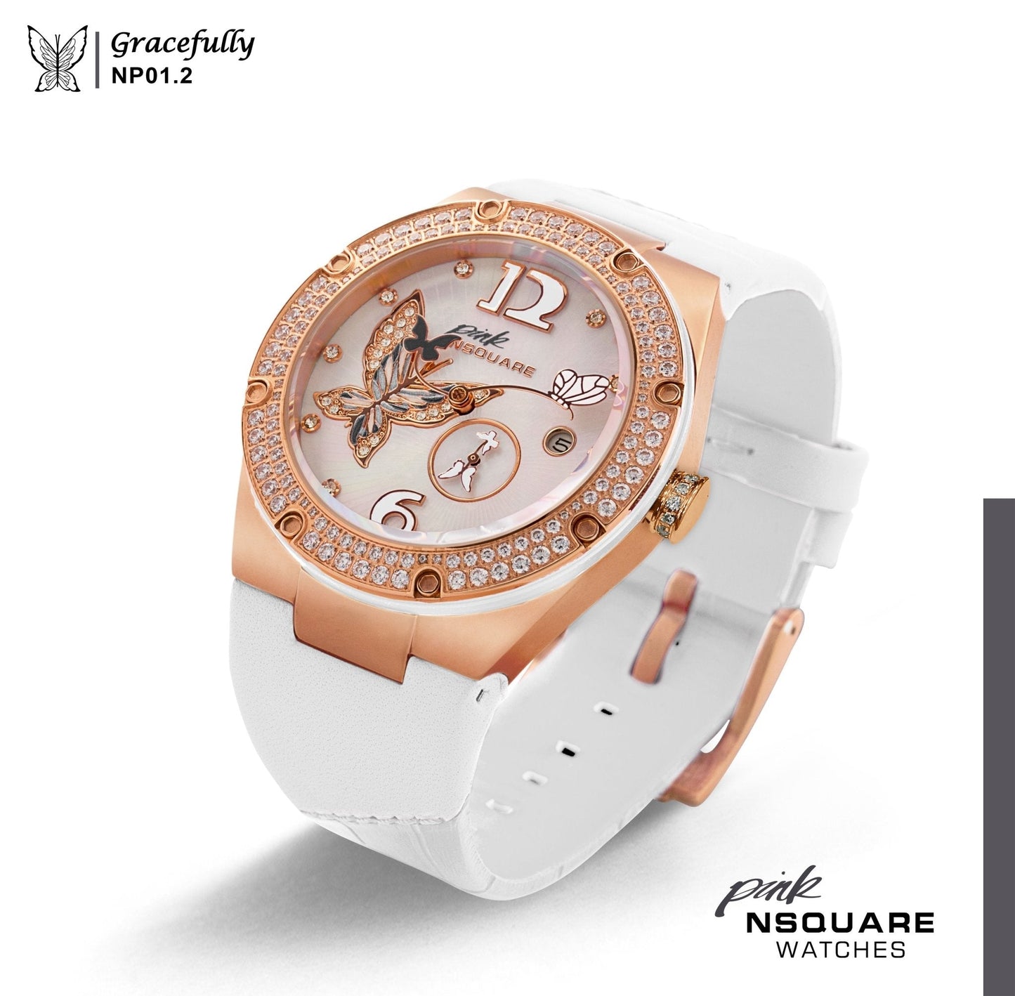 Nsquare Pink Gracefully 40mm Automatic Rose Gold White