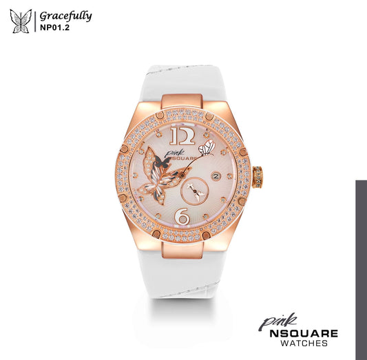 Nsquare Pink Gracefully 40mm Automatic Rose Gold White