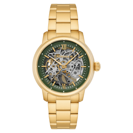 Thomas Earnshaw Heritage Cornwall Skeleton Automatic Gold Green